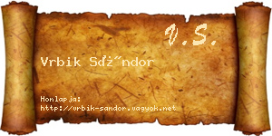 Vrbik Sándor névjegykártya