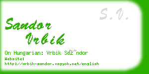 sandor vrbik business card